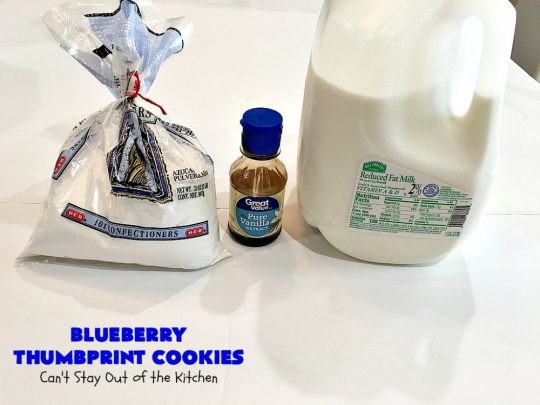 Blueberry Thumbprint Cookies | Can't Stay Out of the Kitchen | these festive & beautiful #Christmas #cookies will have you salivating after the first bite. Perfect for #holiday parties like Christmas & #NewYearsDay. #dessert #blueberries #cookies #HolidayDessert #BlueberryDessert #ChristmasCookieExchange #ChristmasCookie