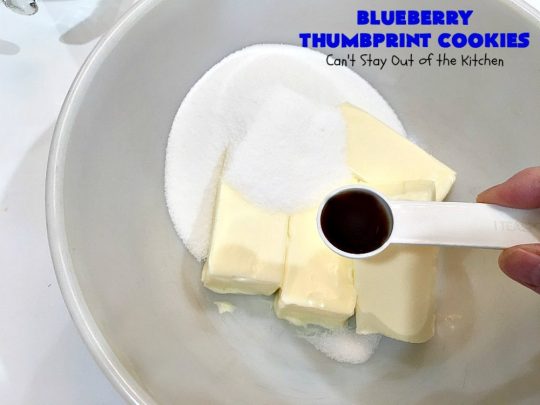 Blueberry Thumbprint Cookies | Can't Stay Out of the Kitchen | these festive & beautiful #Christmas #cookies will have you salivating after the first bite. Perfect for #holiday parties like Christmas & #NewYearsDay. #dessert #blueberries #cookies #HolidayDessert #BlueberryDessert #ChristmasCookieExchange #ChristmasCookie