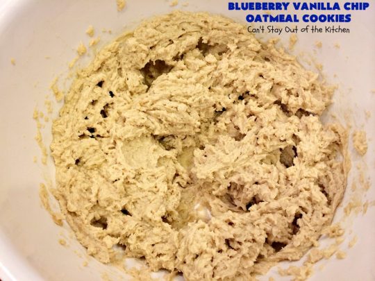 Blueberry Vanilla Chip Oatmeal Cookies | Can't Stay Out of the Kitchen | my family raved over these amazing #cookies. They're made with dried #blueberries, #oatmeal & #VanillaChips. It's one of the best #OatmealCookies you'll ever eat! Terrific for #holiday parties or a #ChristmasCookieExchange. #dessert #BlueberryVanillaChipOatmealCookies #BlueberryDessert