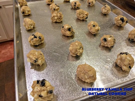 Blueberry Vanilla Chip Oatmeal Cookies | Can't Stay Out of the Kitchen | my family raved over these amazing #cookies. They're made with dried #blueberries, #oatmeal & #VanillaChips. It's one of the best #OatmealCookies you'll ever eat! Terrific for #holiday parties or a #ChristmasCookieExchange. #dessert #BlueberryVanillaChipOatmealCookies #BlueberryDessert