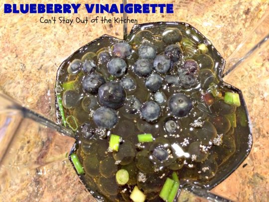 Blueberry Vinaigrette | Can't Stay Out of the Kitchen | this delightful tasting #BlueberryVinaigrette is perfect over a #TossedSalad with #fruit. It's #healthy, #LowCalorie, #Vegan & #GlutenFree. #SaladDressing