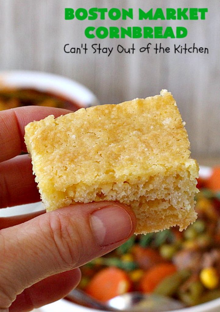 Boston Market Cornbread | Can't Stay Out of the Kitchen | This is the BEST #copycat #recipe for #BostonMarketCornbread ever! It only uses 5 ingredients & is so easy to make. This spectacular #cornbread is great for company & #holidays like #MothersDay or #FathersDay. We enjoy it with any kind of entree. #BostonMarket #SweetCornbread #MothersDaySideDish #FathersDaySideDish #FavoriteCornbreadRecipe #BestCornbreadRecipe #JiffyCornMuffinMix
