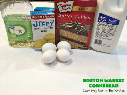 Boston Market Cornbread | Can't Stay Out of the Kitchen | This is the BEST #copycat #recipe for #BostonMarketCornbread ever! It only uses 5 ingredients & is so easy to make. This spectacular #cornbread is great for company & #holidays like #MothersDay or #FathersDay. We enjoy it with any kind of entree. #BostonMarket #SweetCornbread #MothersDaySideDish #FathersDaySideDish #FavoriteCornbreadRecipe #BestCornbreadRecipe #JiffyCornMuffinMix