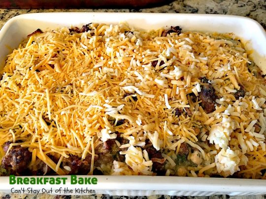 Breakfast Bake | Can't Stay Out of the Kitchen | One of the best #breakfast #casseroles you'll ever eat. #sausage #hashbrowns #Bisquick