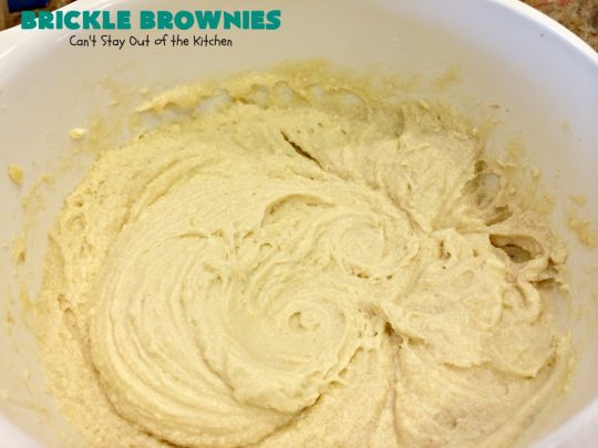 Brickle Brownies | Can't Stay Out of the Kitchen | these outrageous #brownies are filled with #HeathEnglishToffeeBits. They're filled with luscious #chocolate & #toffee flavors to die for! Great for #tailgating parties, potlucks or #holiday entertaining. #brownies #dessert #cookies #ToffeeDessert #BrickleBrownies