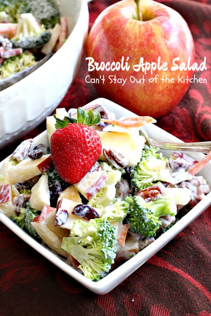 Broccoli Apple Salad | Can't Stay Out of the Kitchen | this healthy and delicious #salad pairs #broccoli with #apples in a delightful combination of flavors and textures. #glutenfree #craisins