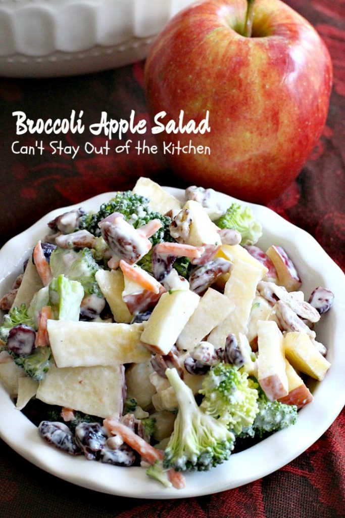 Broccoli Apple Salad | Can't Stay Out of the Kitchen | this healthy and delicious #salad pairs #broccoli with #apples in a delightful combination of flavors and textures. #glutenfree #craisins