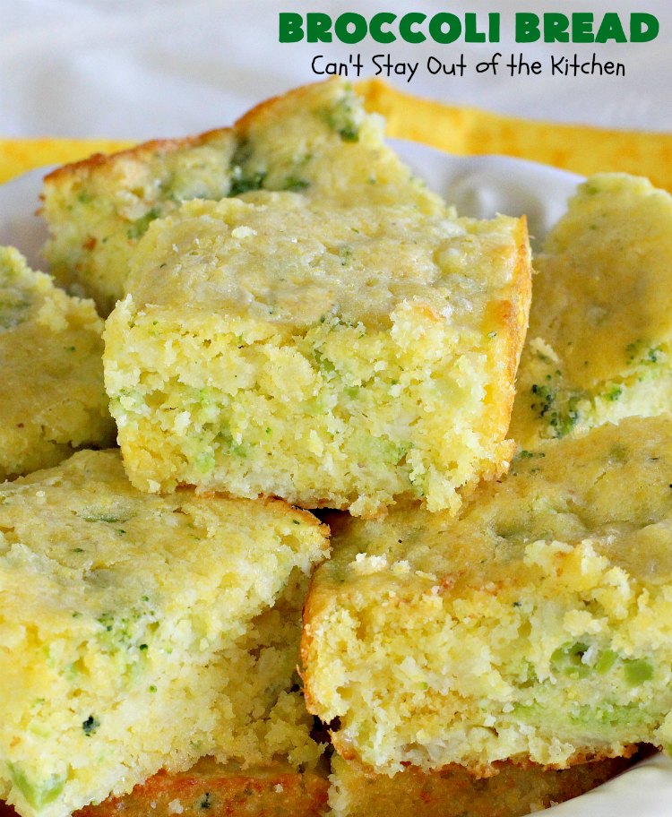 Broccoli Bread | Can't Stay Out of the Kitchen | this delicious #broccoli #cornbread is terrific as a side for soups & chili. Quick, easy and so delicious. #bread #BroccoliBread #cornmeal #cheese