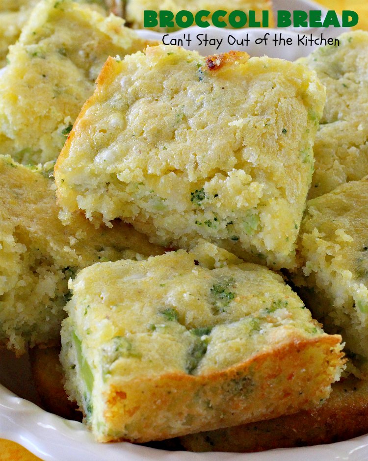 Broccoli Bread | Can't Stay Out of the Kitchen | this delicious #broccoli #cornbread is terrific as a side for soups & chili. Quick, easy and so delicious. #bread #BroccoliBread #cornmeal #cheese
