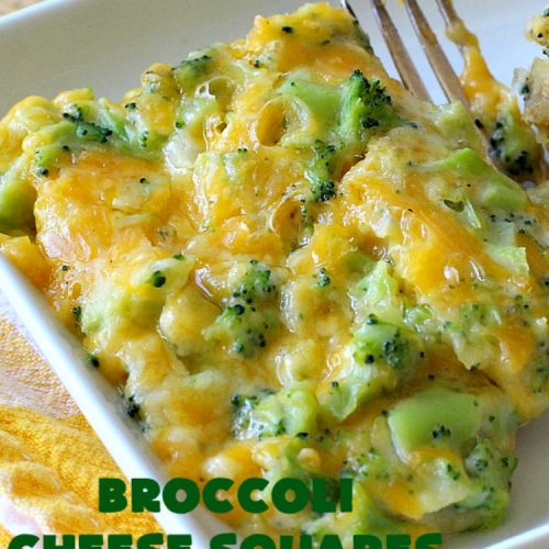 Broccoli Cheese Squares | Can't Stay Out of the Kitchen | this fantastic #GooseberryPatch #recipe is perfect for the #Thanksgiving or #Christmas #holidays. It can be whipped up & oven ready in about 5-10 minutes. It's loaded with #CheddarCheese. It received rave reviews when we served it to company. #Broccoli #SideDish #BroccoliCheeseSquares