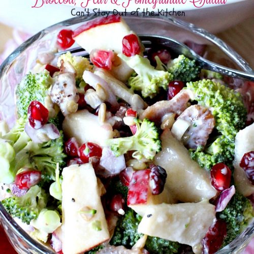 Broccoli, Pear & Pomegranate Salad | Can't Stay Out of the Kitchen