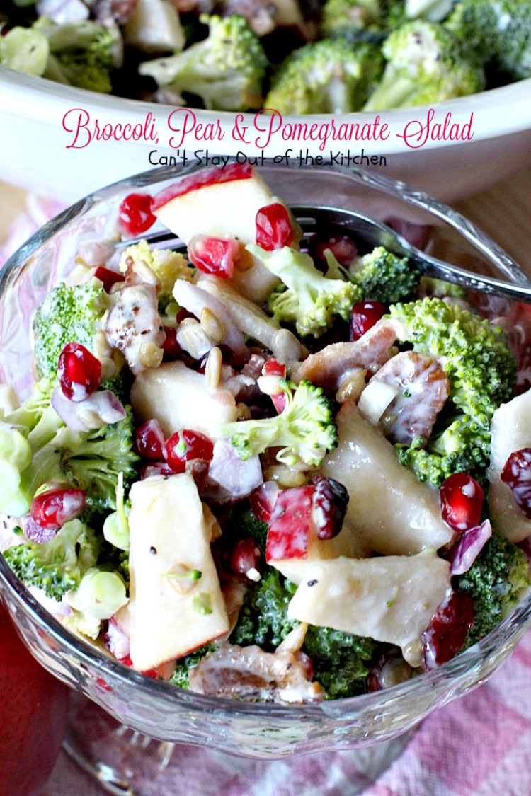 Broccoli, Pear & Pomegranate Salad | Can't Stay Out of the Kitchen