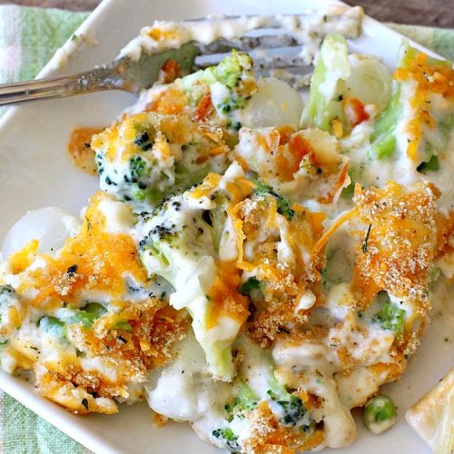Broccoli and Pearl Onion Casserole | Can't Stay Out of the Kitchen | this sumptuous #broccoli #casserole is terrific for #holidays like #Thanksgiving or #Christmas. It's filled with 2 cheeses and is absolutely irresistible. #broccolicasserole #pearlonions #cheese #sidedish #holidaysidedish