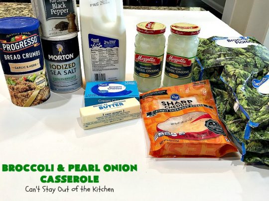 Broccoli and Pearl Onion Casserole | Can't Stay Out of the Kitchen | this sumptuous #broccoli #casserole is terrific for #holidays like #Thanksgiving or #Christmas. It's filled with 2 cheeses and is absolutely irresistible. #broccolicasserole #pearlonions #cheese #sidedish #holidaysidedish