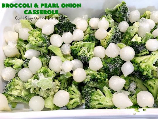 Broccoli and Pearl Onion Casserole | Can't Stay Out of the Kitchen | this sumptuous #broccoli #casserole is terrific for #holidays like #Thanksgiving or #Christmas. It's filled with 2 cheeses and is absolutely irresistible. #broccolicasserole #pearlonions #cheese #sidedish #holidaysidedish
