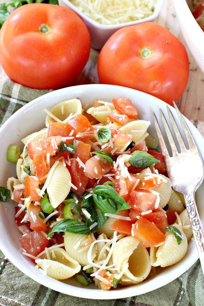 Bruschetta Pasta Salad | Can't Stay Out of the Kitchen | this amazing #salad combines the best of #bruschetta with #pasta for one of the most spectacular #pastasalad recipes ever! #tomatoes