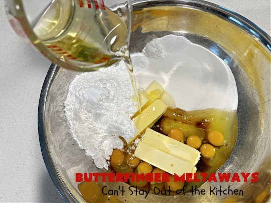 Butterfinger Meltaways | Can't Stay Out of the Kitchen | these melt-in-your-mouth #cookies are outrageously good! They are filled with #ButterfingerCandyBars & dissolve in your mouth upon contact! Prepare to swoon over every delicious bite. #Butterfingers #ButterfingerDessert #chocolate #holiday #ChristmasCookieExchange #PeanutButter #ButterfingerMeltaways