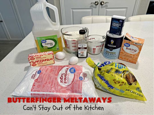 Butterfinger Meltaways | Can't Stay Out of the Kitchen | these melt-in-your-mouth #cookies are outrageously good! They are filled with #ButterfingerCandyBars & dissolve in your mouth upon contact! Prepare to swoon over every delicious bite. #Butterfingers #ButterfingerDessert #chocolate #holiday #ChristmasCookieExchange #PeanutButter #ButterfingerMeltaways