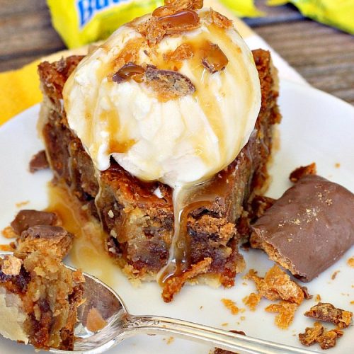 Butterfinger Pie | Can't Stay Out of the Kitchen | This is one of the best #desserts you'll ever eat. It's rich, decadent & outrageously irresistible. It's filled with #Butterfingers so it's got a delightful #PeanutButter & #chocolate taste. Wow your family & friends with this amazing #pie for #ValentinesDay, other #holidays or special occasions. #ButterfingerCandy #ButterfingerPie #ChocolateDessert #PeanutButterDessert