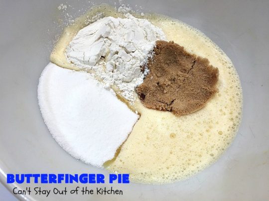 Butterfinger Pie | Can't Stay Out of the Kitchen | This is one of the best #desserts you'll ever eat. It's rich, decadent & outrageously irresistible. It's filled with #Butterfingers so it's got a delightful #PeanutButter & #chocolate taste. Wow your family & friends with this amazing #pie for #ValentinesDay, other #holidays or special occasions. #ButterfingerCandy #ButterfingerPie #ChocolateDessert #PeanutButterDessert