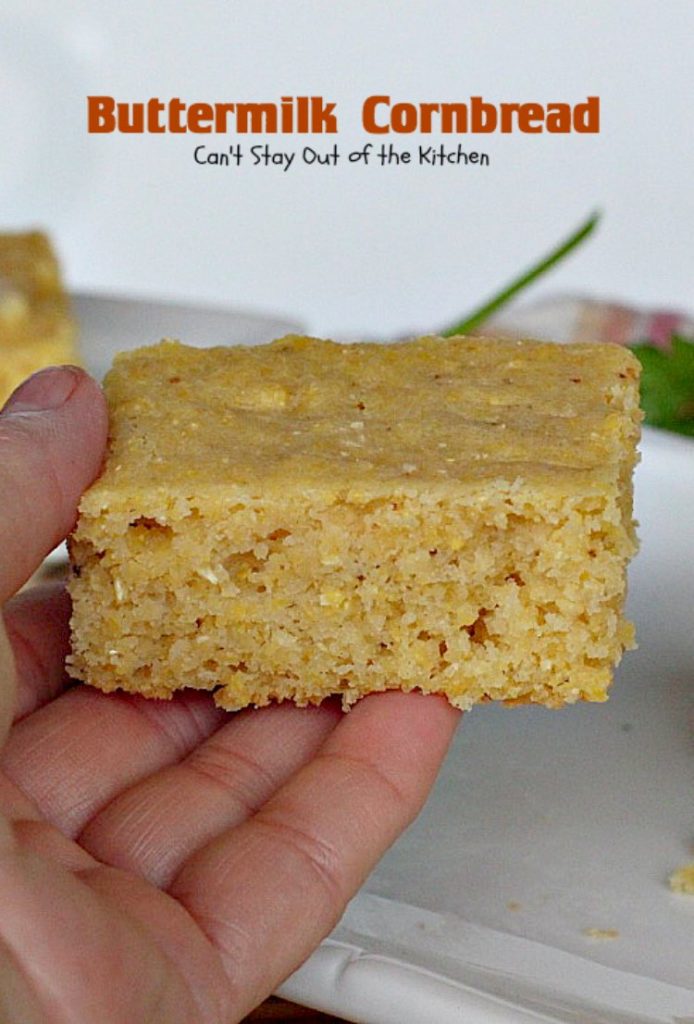 Buttermilk Cornbread | Can't Stay Out of the Kitchen | delicious classic #cornbread recipe with #honey and #buttermilk to make it moist. Great with soup or chili.