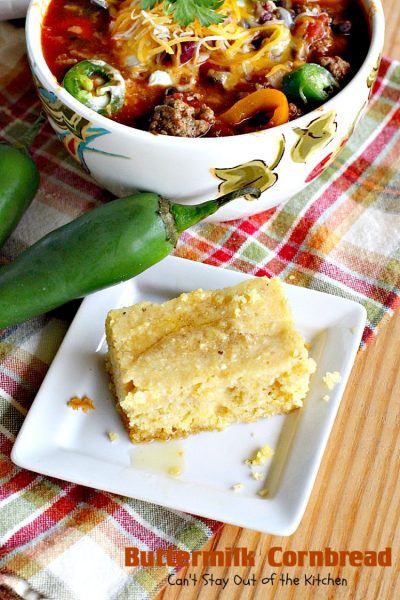 Buttermilk Cornbread | Can't Stay Out of the Kitchen | delicious classic #cornbread recipe with #honey and #buttermilk to make it moist. Great with soup or chili.