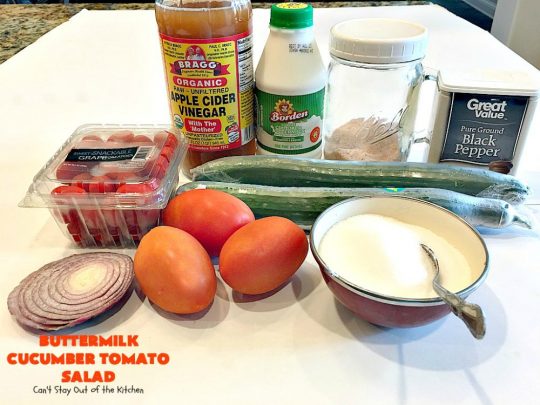 Buttermilk Cucumber Tomato Salad | Can't Stay Out of the Kitchen | this delicious #salad is very simple and easy to make, yet so refreshing. It's a great side dish for almost any kind of entree. #glutenfree #tomatoes #cucumbers