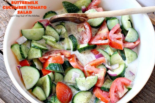 Buttermilk Cucumber Tomato Salad | Can't Stay Out of the Kitchen | this delicious #salad is very simple and easy to make, yet so refreshing. It's a great side dish for almost any kind of entree. #glutenfree #tomatoes #cucumbers