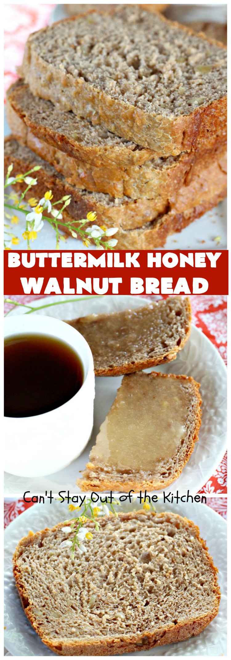 Butternut Honey Walnut Bread | Can't Stay Out of the Kitchen | this fantastic #HomemadeBread is made with wholesome ingredients including #WholeWheatFlour, #honey, #walnuts & #Oatmeal. It's a terrific #bread to serve for #breakfast or dinner. So easy since it's made in the #Breadmaker. #Holiday #buttermilk #HolidayBreakfast #BreadmakerBread #ButtermilkHoneyWalnutBread #Healthy #HealthyHomemadeBread