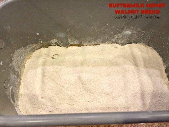 Butternut Honey Walnut Bread | Can't Stay Out of the Kitchen | this fantastic #HomemadeBread is made with wholesome ingredients including #WholeWheatFlour, #honey, #walnuts & #Oatmeal. It's a terrific #bread to serve for #breakfast or dinner. So easy since it's made in the #Breadmaker. #Holiday #buttermilk #HolidayBreakfast #BreadmakerBread #ButtermilkHoneyWalnutBread #Healthy #HealthyHomemadeBread