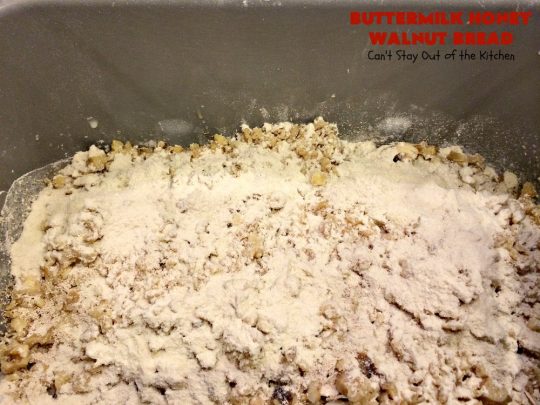 Butternut Honey Walnut Bread | Can't Stay Out of the Kitchen | this fantastic #HomemadeBread is made with wholesome ingredients including #WholeWheatFlour, #honey, #walnuts & #Oatmeal. It's a terrific #bread to serve for #breakfast or dinner. So easy since it's made in the #Breadmaker. #Holiday #buttermilk #HolidayBreakfast #BreadmakerBread #ButtermilkHoneyWalnutBread #Healthy #HealthyHomemadeBread