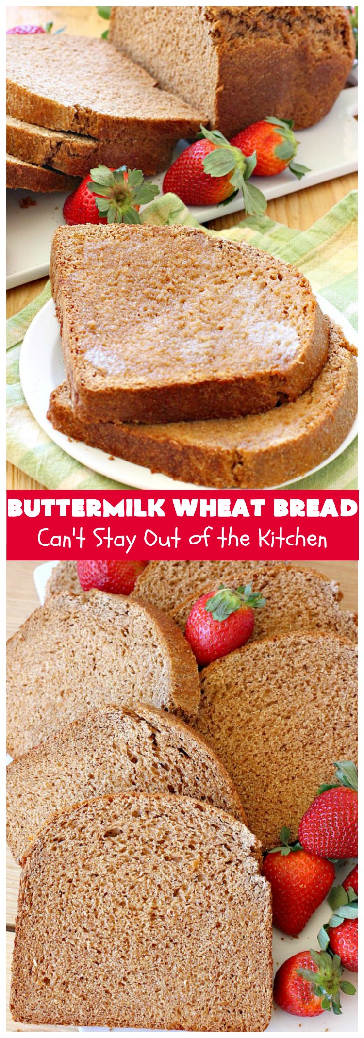 Buttermilk Wheat Bread | Can't Stay Out of the Kitchen | this delicious homemade #bread uses all #WholeWheatFlour plus yeast & #VitalWheatGluten to help it raise sufficiently. It's absolutely mouthwatering & terrific as a dinner bread or for #breakfast. It's also incredibly easy to make since it's made in the #breadmaker. #HomeBakedBread #buttermilk #molasses #ButtermilkWheatBread