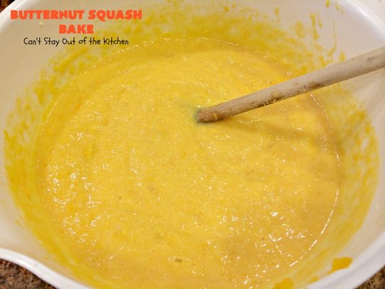 Butternut Squash Bake | Can't Stay Out of the Kitchen | my favorite #butternutsquash #casserole. This one is like a #souffle with a #RiceKrispies topping. Terrific for #Thanksgiving or #Christmas dinner. #glutenfree