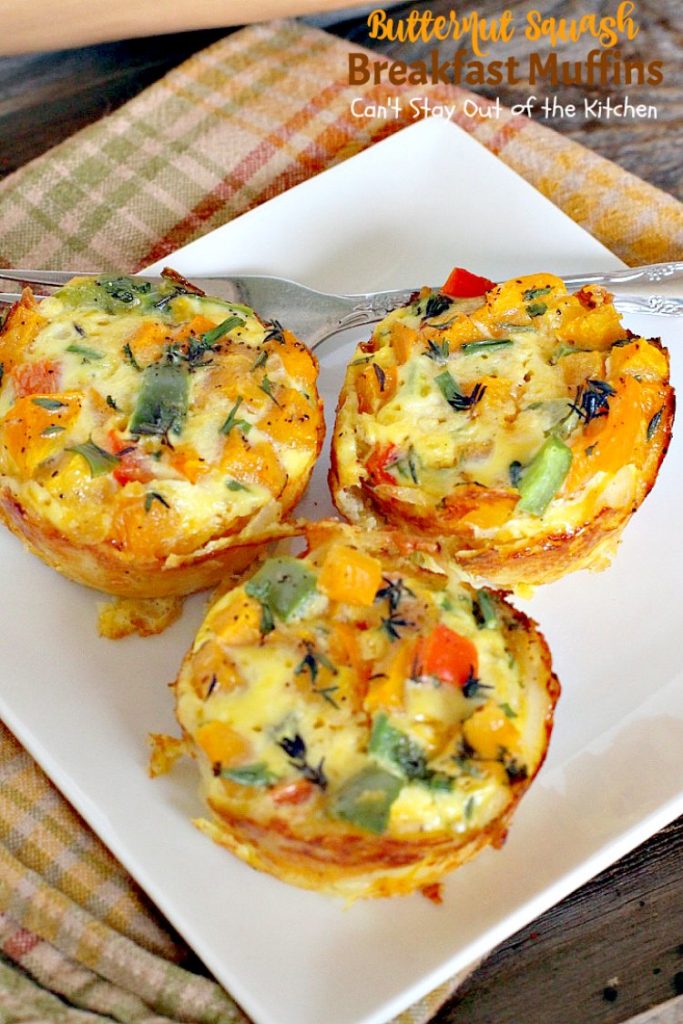 Butternut Squash Breakfast Muffins | Can't Stay Out of the Kitchen | Oh my goodness we LOVED these #breakfast #muffins. These are made with #butternutsquash and so divine! #vegetarian #glutenfree
