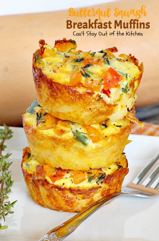 Butternut Squash Breakfast Muffins | Can't Stay Out of the Kitchen | Oh my goodness we LOVED these #breakfast #muffins. These are made with #butternutsquash and so divine! #vegetarian #glutenfree
