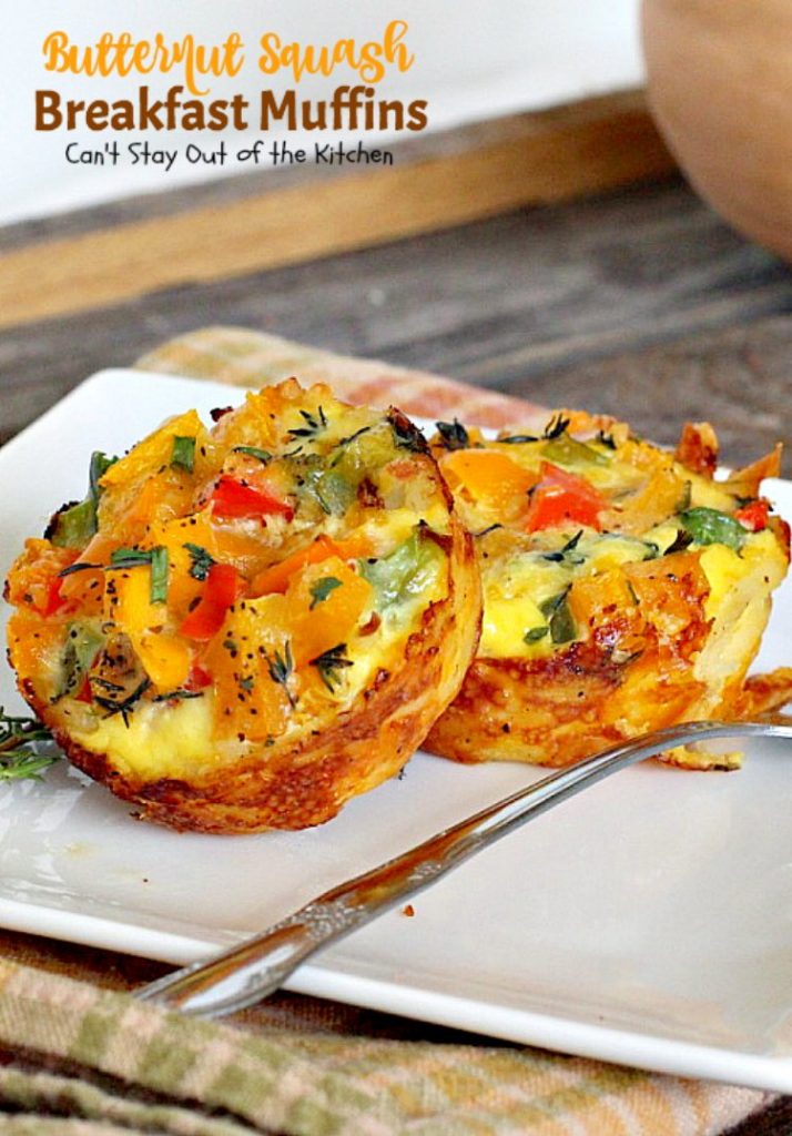Butternut Squash Breakfast Muffins | Can't Stay Out of the Kitchen | Oh my goodness we LOVED these #breakfast #muffins. These are made with #butternutsquash and so divine! #vegetarian #glutenfree
