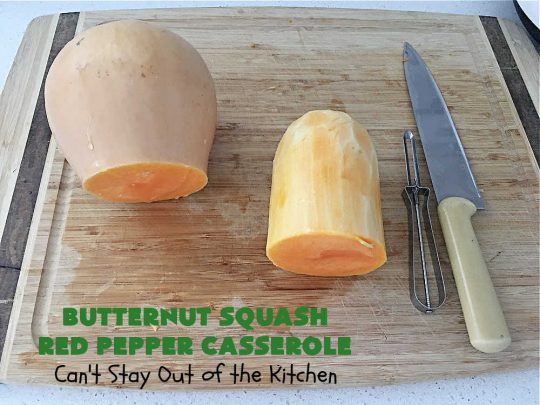 Butternut Squash Red Pepper Casserole | Can't Stay Out of the Kitchen | this is one of the best ways to serve #ButternutSquash ever! The combination of sweet flavors from the #squash & savory flavors from #ParmesanCheese, #garlic & #rosemary is outstanding. Terrific #SideDish for family, company or #holiday dinners like #Thanksgiving or #Christmas. #GlutenFree #casserole #RedBellPeppers #ButternutSquashRedPepperCasserole