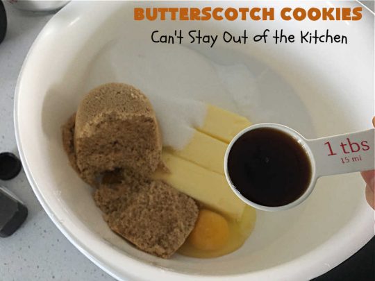 Butterscotch Cookies | Can't Stay Out of the Kitchen | these rich, decadent and heavenly #cookies are filled with #ButterscotchChips & #almonds. The combination of flavors is amazing. Excellent for soccer or hockey practices, potlucks, #tailgating parties or #holiday #baking. #dessert #ButterscotchDessert #AlmondDessert #ChristmasCookieExchange #ButterscotchCookies