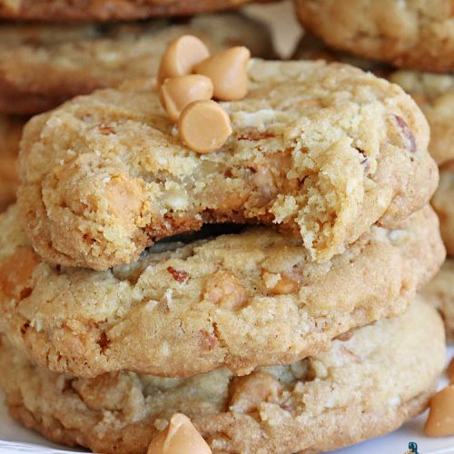 Butterscotch Cookies | Can't Stay Out of the Kitchen | these rich, decadent and heavenly #cookies are filled with #ButterscotchChips & #almonds. The combination of flavors is amazing. Excellent for soccer or hockey practices, potlucks, #tailgating parties or #holiday #baking. #dessert #ButterscotchDessert #AlmondDessert #ChristmasCookieExchange #ButterscotchCookies