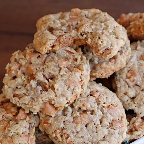 Butterscotch Oatmeal Cookies | Can't Stay Out of the Kitchen | these mouthwatering #OatmealCookies include #pecans, #coconut, #oatmeal & #ButterscotchChips. They're hearty and filling & so delightful to the taste buds, you're sure to want more! Pull them out for #tailgating parties, potlucks, Backyard Barbecues or Family Reunions. Everyone will enjoy these irresistible drool-worthy #cookies. #dessert #ButterscotchDessert #ButterscotchOatmealCookies