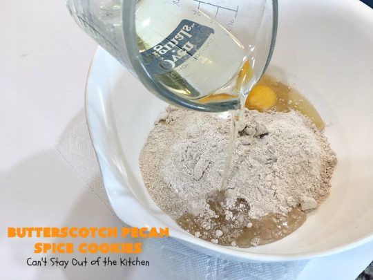 Butterscotch Pecan Spice Cookies | Can't Stay Out of the Kitchen | these fantastic 5-ingredient #cookies are perfect for #holiday #baking & a #ChristmasCookieExchange. They're so easy since they start with a #SpiceCakeMix. #Pecans & #ButterscotchChips make them absolutely delightful. #dessert #ButterscotchDessert #HolidayDessert #ButterscotchPecanSpiceCookies