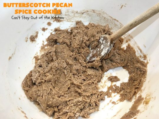 Butterscotch Pecan Spice Cookies | Can't Stay Out of the Kitchen | these fantastic 5-ingredient #cookies are perfect for #holiday #baking & a #ChristmasCookieExchange. They're so easy since they start with a #SpiceCakeMix. #Pecans & #ButterscotchChips make them absolutely delightful. #dessert #ButterscotchDessert #HolidayDessert #ButterscotchPecanSpiceCookies