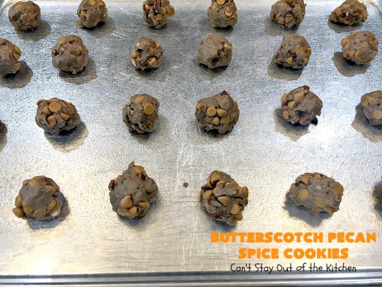 Butterscotch Pecan Spice Cookies | Can't Stay Out of the Kitchen | these fantastic 5-ingredient #cookies are perfect for #holiday #baking & a #ChristmasCookieExchange. They're so easy since they start with a #SpiceCakeMix. #Pecans & #ButterscotchChips make them absolutely delightful. #dessert #ButterscotchDessert #HolidayDessert #ButterscotchPecanSpiceCookies