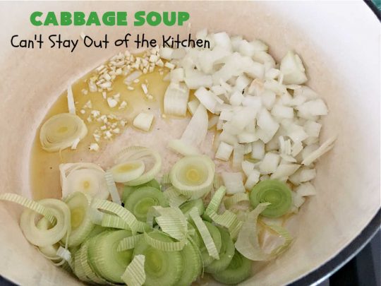 Cabbage Soup | Can't Stay Out of the Kitchen | This has got to be one of the best #CabbageSoup #recipes I've ever eaten! It can be whipped up in less than 45 minutes! It's #healthy, #LowCalorie & #GlutenFree. Great comfort food in fall or winter. #cabbage #StewedTomatoes #carrots