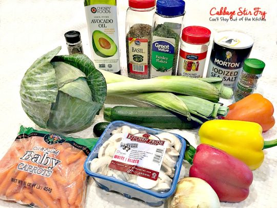 Cabbage Stir | Fry | Can't Stay Out of the Kitchen | this delicious #MeatlessMonday dish is filled with fresh veggies and herbs. Healthy, low calorie #clean-eating #glutenfree #vegan.