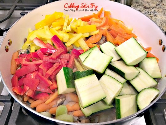 Cabbage Stir | Fry | Can't Stay Out of the Kitchen | this delicious #MeatlessMonday dish is filled with fresh veggies and herbs. Healthy, low calorie #clean-eating #glutenfree #vegan.