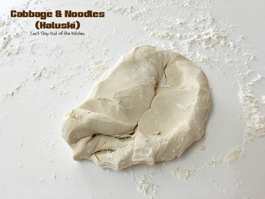 Cabbage and Noodles (Haluski) | Can't Stay Out of the Kitchen | we love this old-world #noodle dish. #Cabbage and onions are fried in #bacon and added to homemade #glutenfree noodles. (Regular #pasta can be substituted). Family favorite.