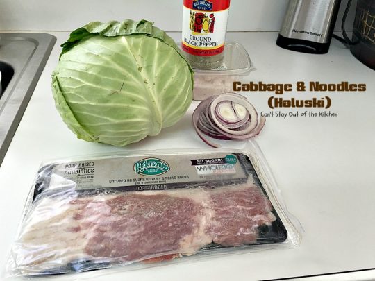 Cabbage and Noodles (Haluski) | Can't Stay Out of the Kitchen | we love this old-world #noodle dish. #Cabbage and onions are fried in #bacon and added to homemade #glutenfree noodles. (Regular #pasta can be substituted). Family favorite.