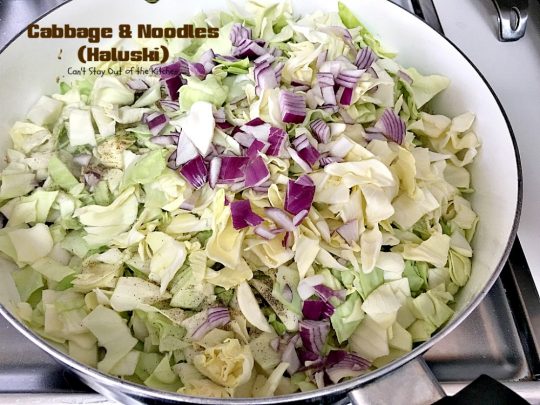 Cabbage and Noodles (Haluski) | Can't Stay Out of the Kitchen | we love this old-world #noodle dish. #Cabbage and onions are fried in #bacon and added to homemade #glutenfree noodles. (Regular #pasta can be substituted). Family favorite.