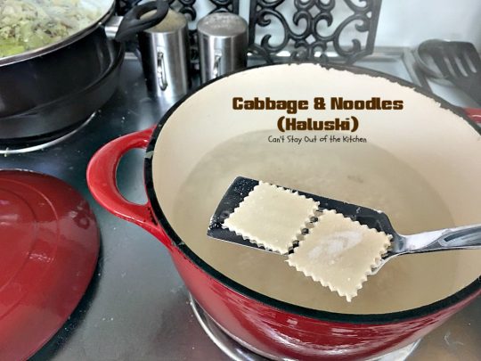 Cabbage and Noodles (Haluski) | Can't Stay Out of the Kitchen | we love this old-world #noodle dish. #Cabbage and onions are fried in #bacon and added to homemade #glutenfree noodles. (Regular #pasta can be substituted). Family favorite.